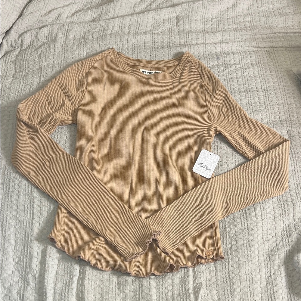 We The Free Ribbed Tan Long Sleeve Top size S